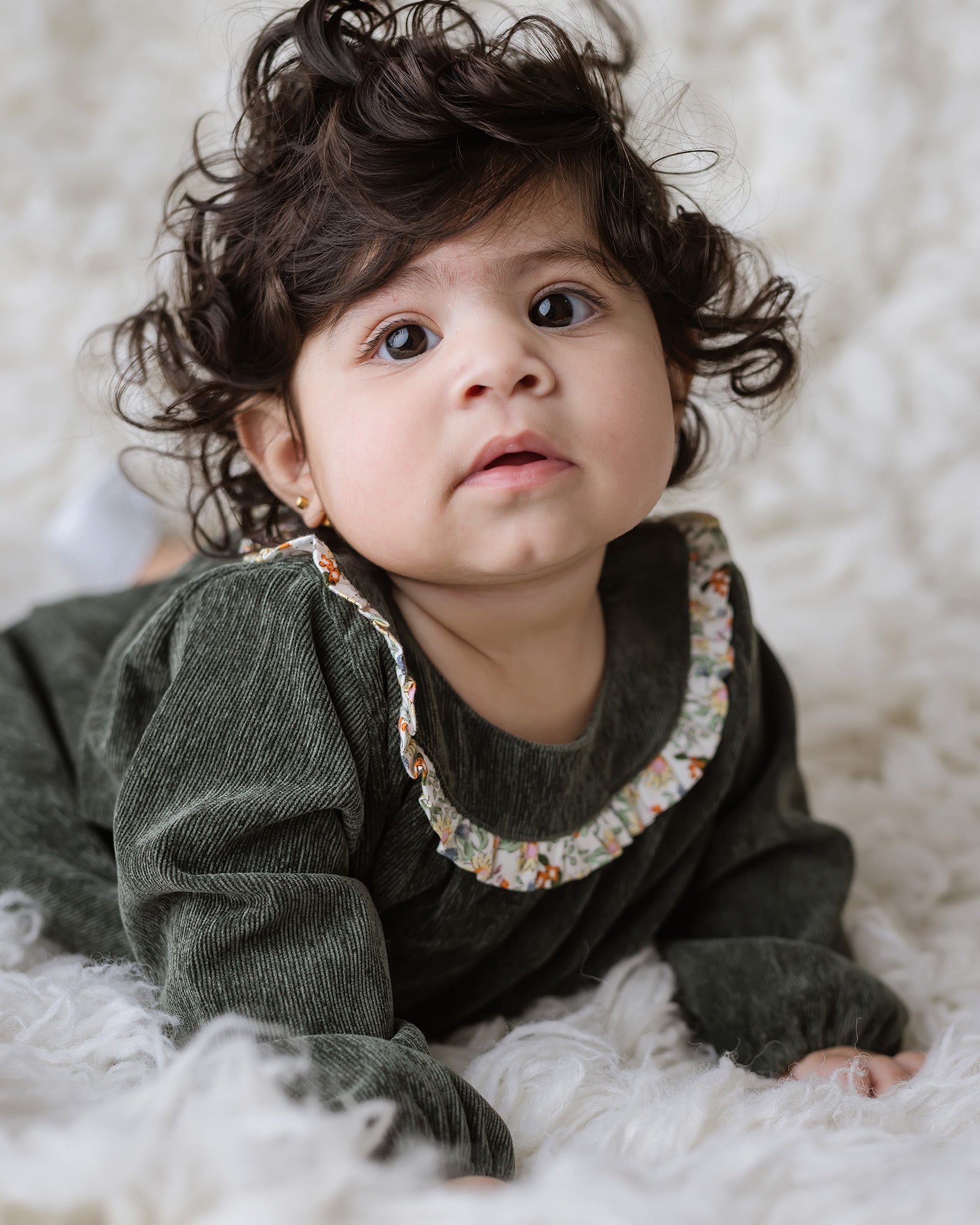 Forest Green Corduroy Baby Girl Bubble