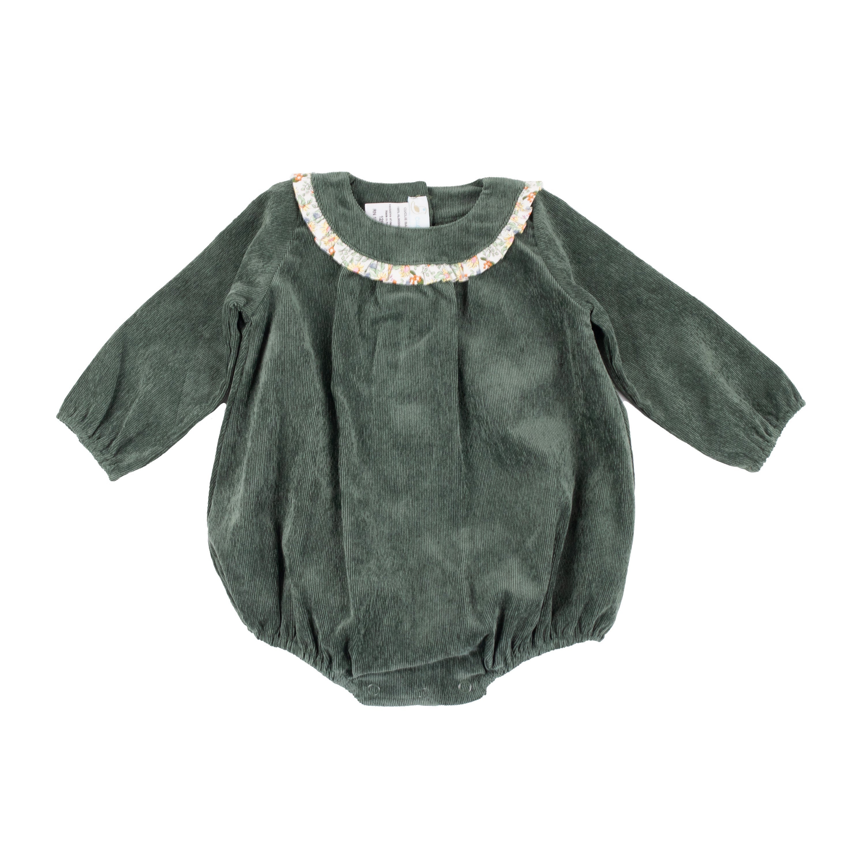 Forest Green Corduroy Baby Girl Bubble
