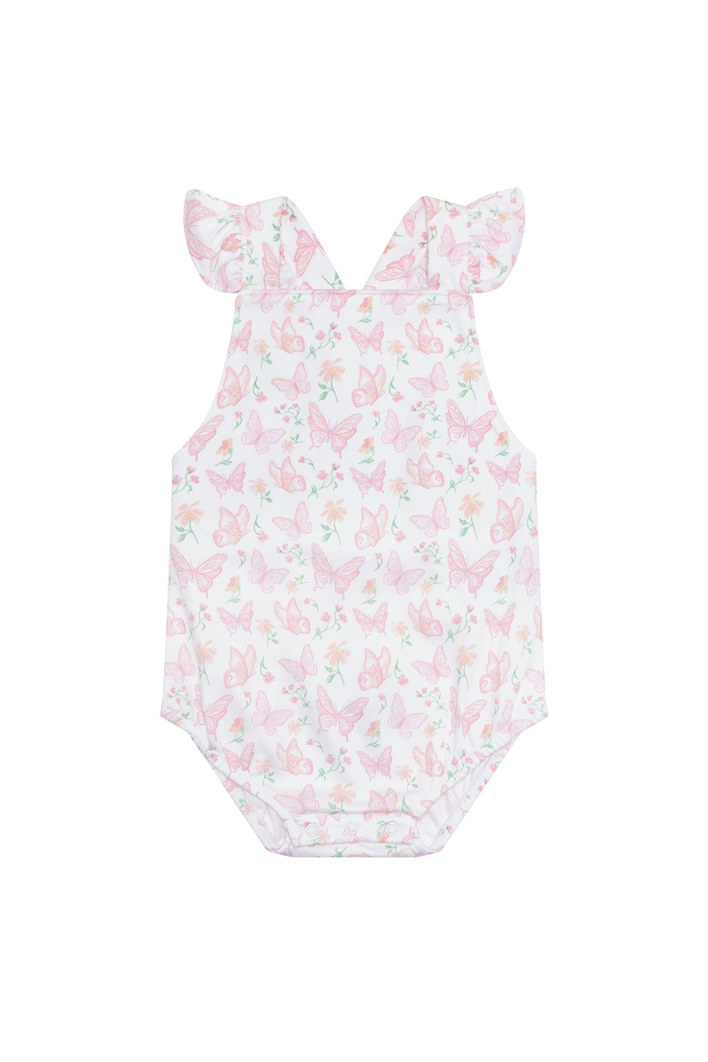 Baby Girl Butterflies Print Ruffle Bubble